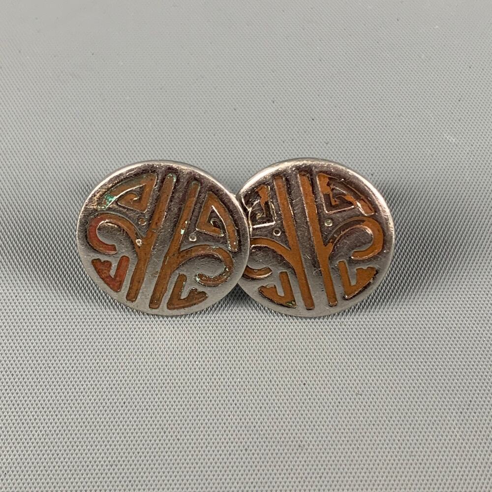 SWANK Silver Embossed Metal Cuff Links